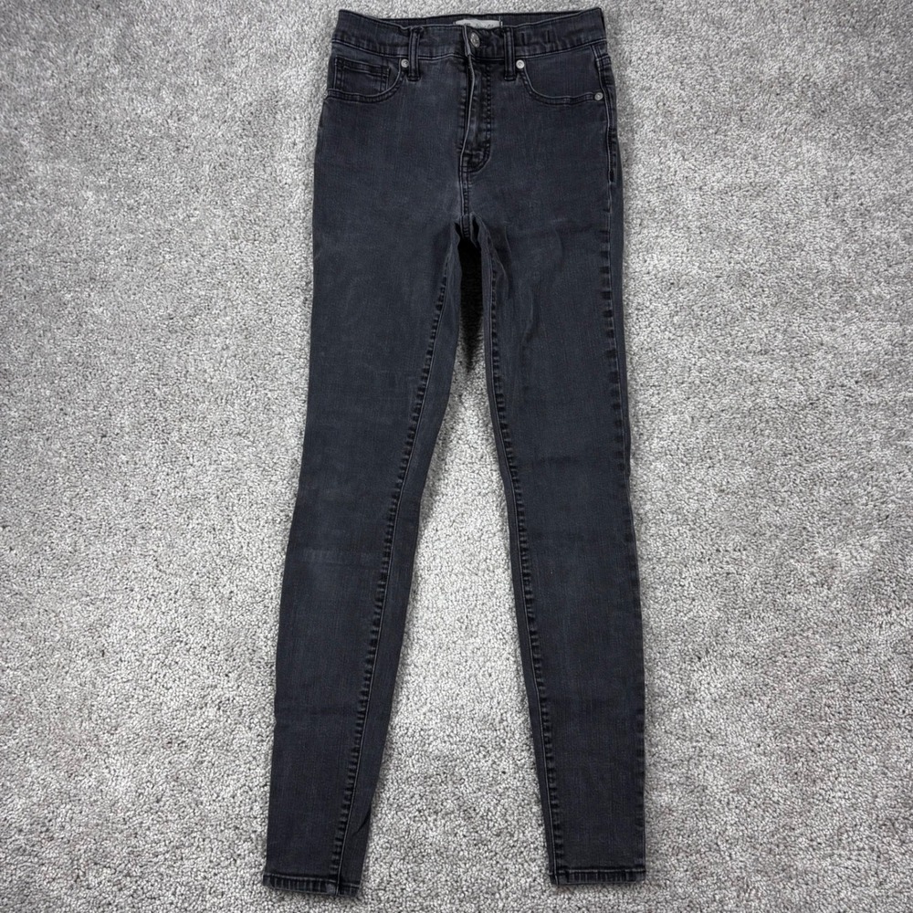 Madewell 9 Inch High Rise Skinny Jeans Womens 26T Lunar Wash Faded Black Tall‎